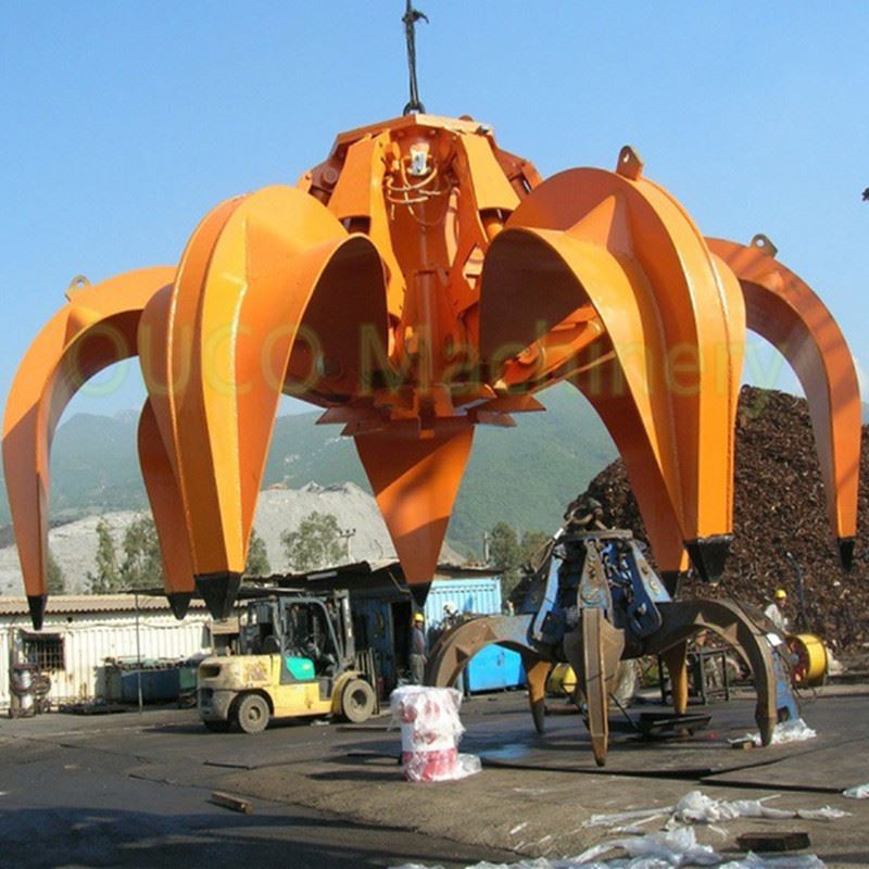 ضایعات فولادی چنگ زباله Grapple نارنجی پوست سطل چنگ زدن سطل زباله حمل کننده فولاد