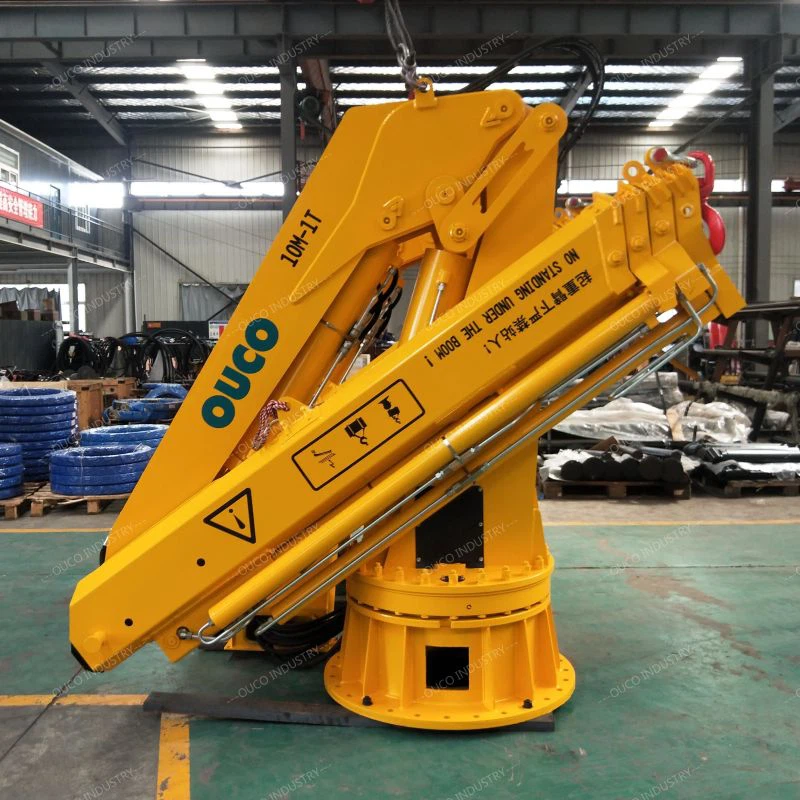 ABS Certified Yellow 1T10M Hydraulic Foldable Boom Marine Crane